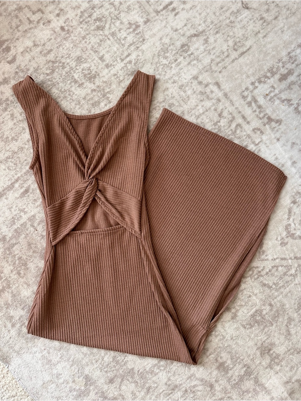 Ribbed Twist-Front Bodycon Dress